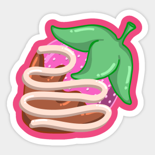 Chocolate Covered Strawberry With Drizzle Fresh Berry Dessert Design Sticker